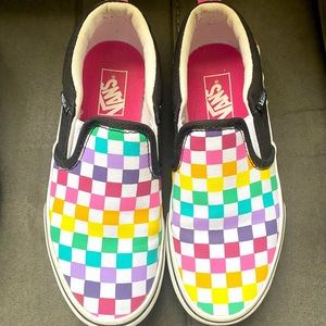 Kids rainbow checkered Vans